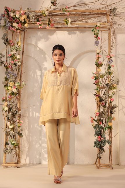 Beige Collar Co-ord Set