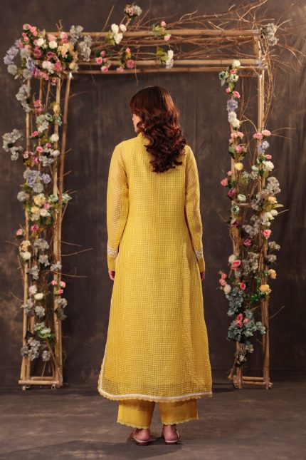 Yellow Collar Kurta Set