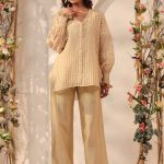 Beige V Neck Co-ord Set