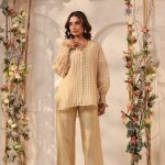 Beige V Neck Co ord Set