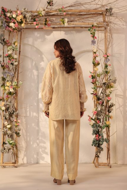 Beige V Neck Co ord Set
