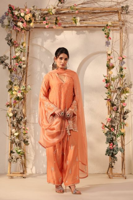 Orange Heavy Short Kurta Set