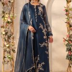 Dark Blue Jaal Straight Kurta Set