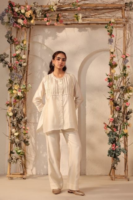 Ivory Pintuck co-ord Set