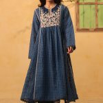 Dark Blue Panelled Kalidar Set