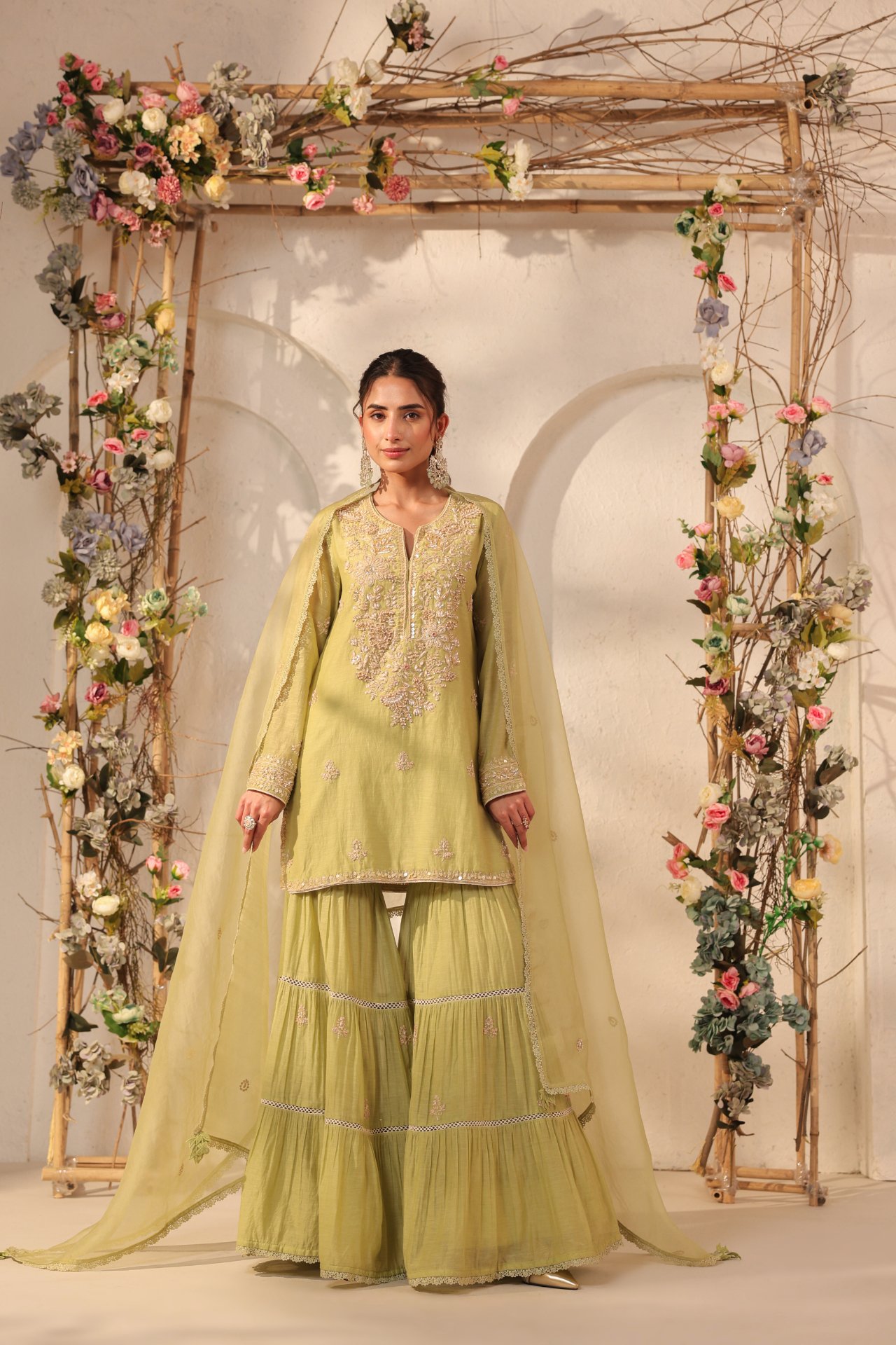 Green Sharara Set