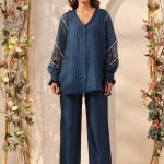 Dark Blue V Neck Co-ord Set