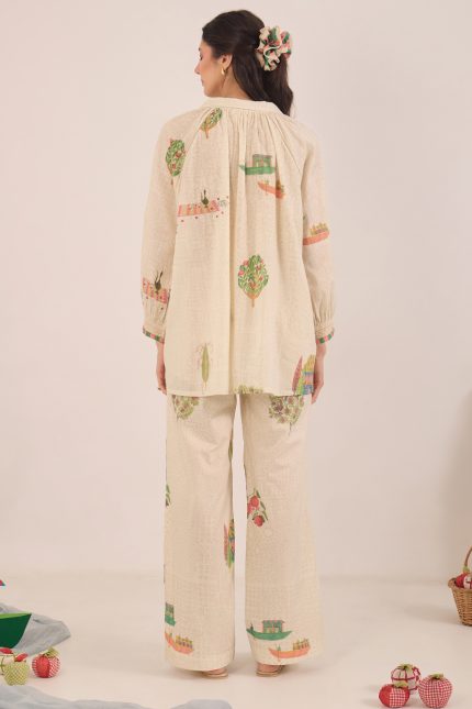 Cream Flowy Co-ord Set