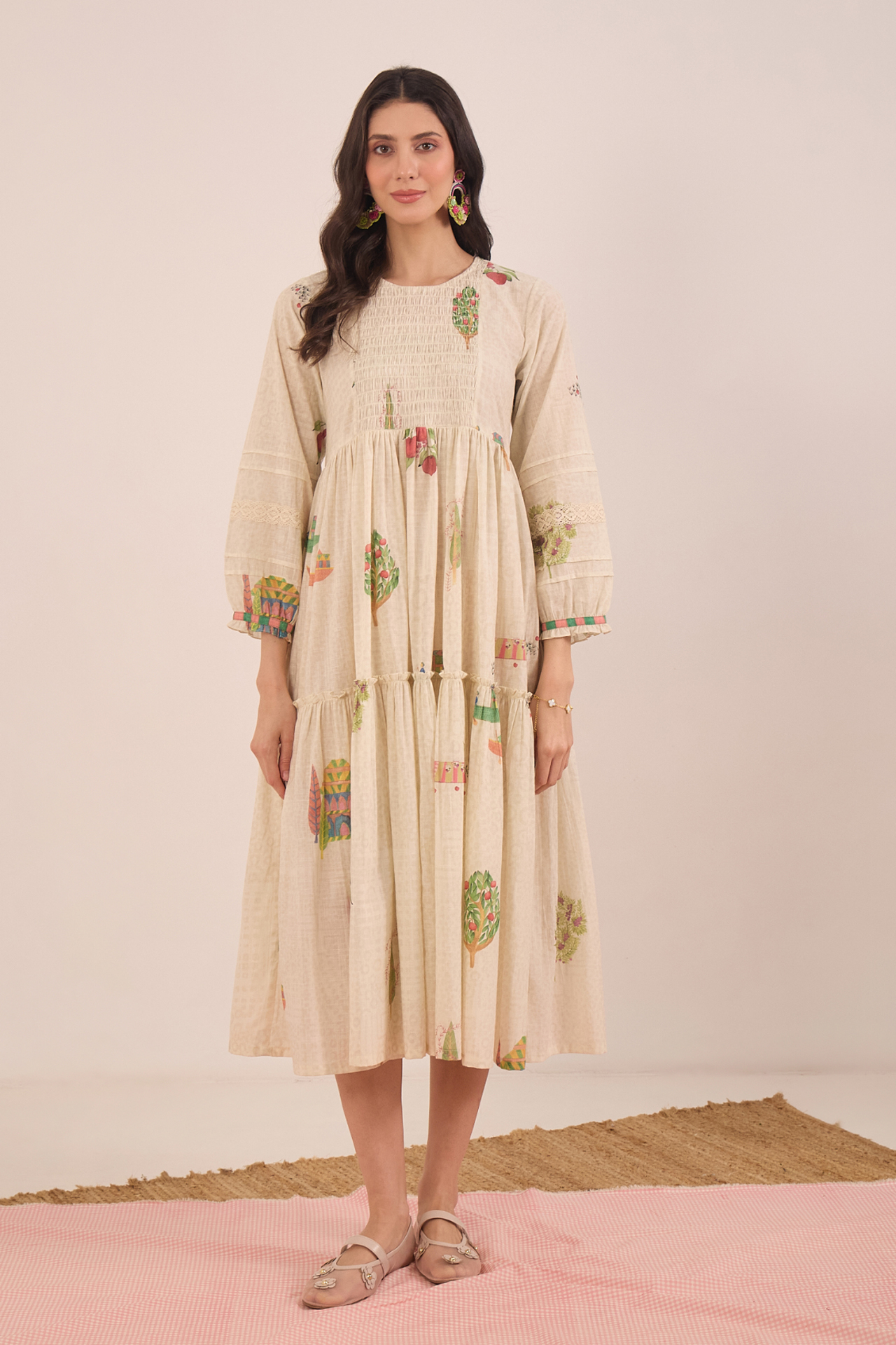 Cream Nature Motif Dress 1 Cream Nature Motif Dress