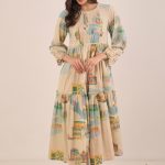 Cream Scenic Print Dress