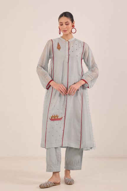 Powder Blue printed Tunic Set