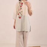 Ivory with powder blue shepherd check pattern Co-ord Set