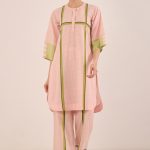 Pink with striking green print Tunic Set