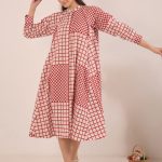 Red Checkered Print Dress