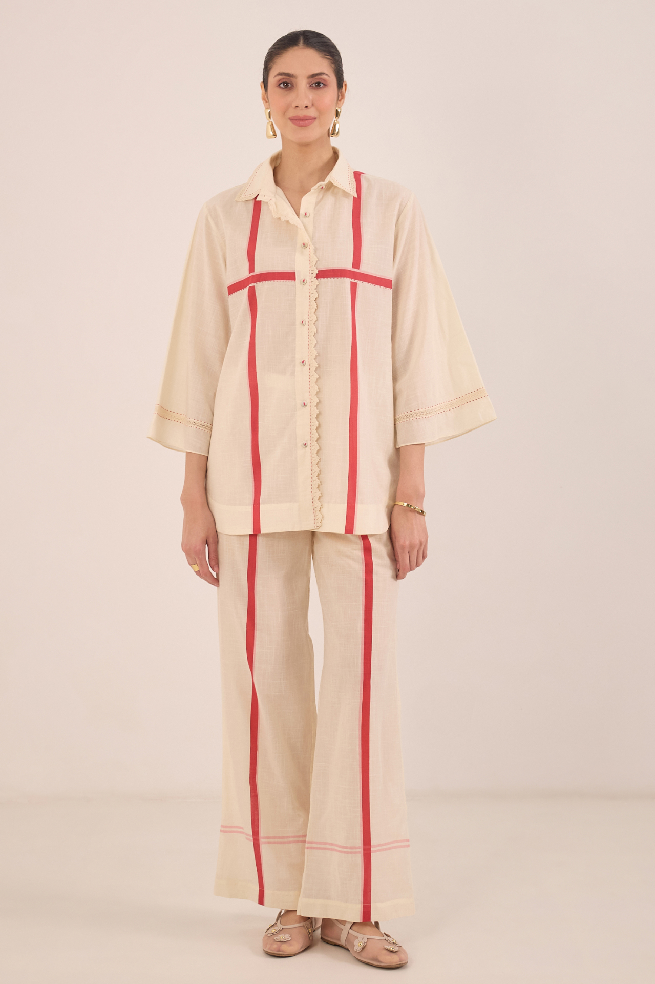 Ivory with Red Striking Print Co-ord Set 1 Ivory with Red Striking Print Co-ord Set