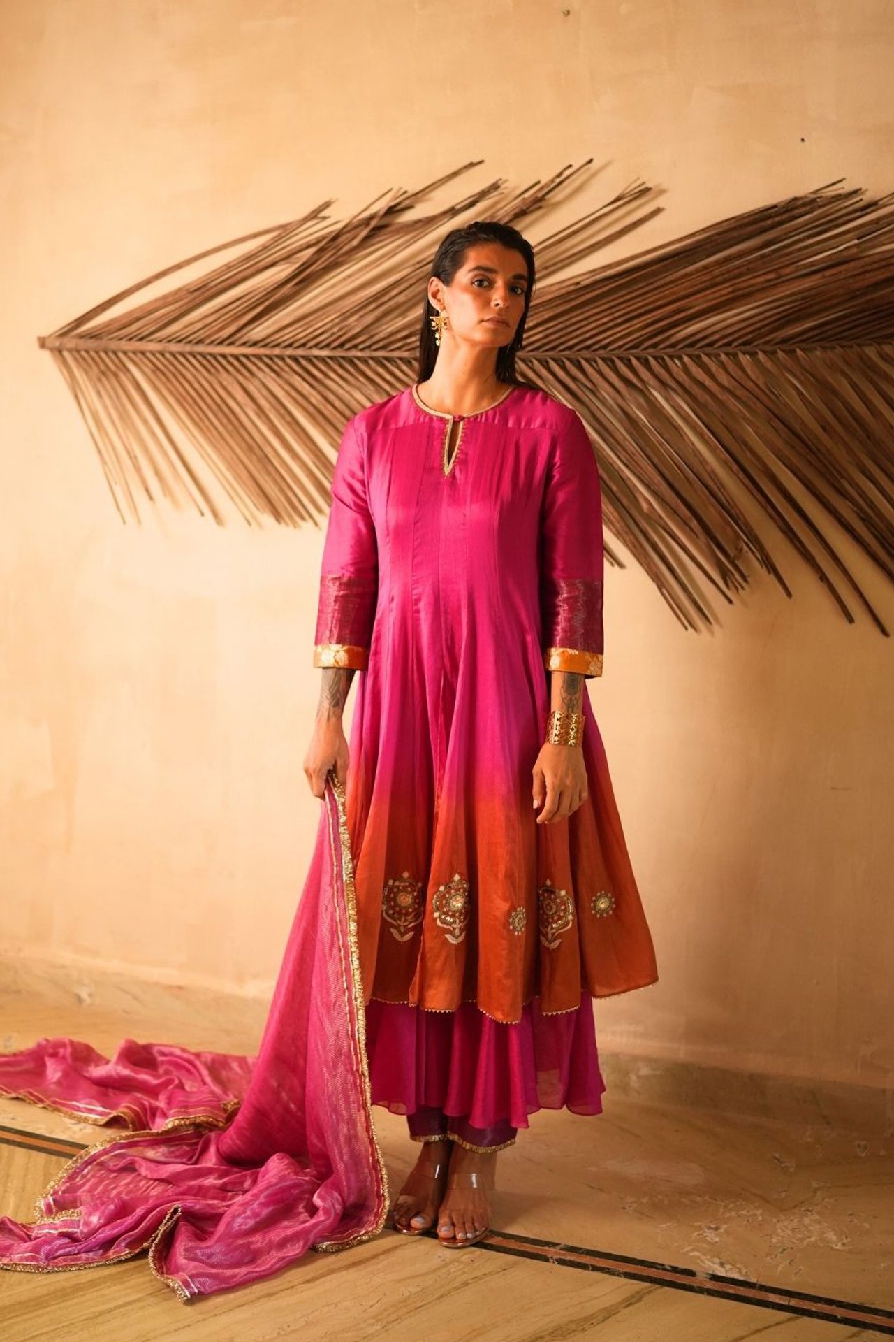 Rani Pink Embroidered Kurta Set 1 Rani Pink Embroidered Kurta Set