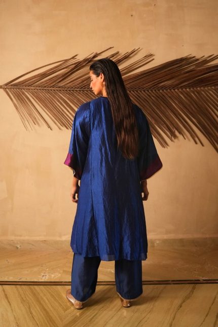 Navy Blue Embroidered Kurta Set