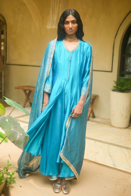 Turquoish Embroidered Kurta Set