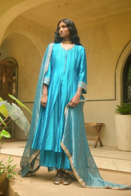 Turquoish Embroidered Kurta Set