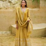 Lime Green Hand Embroidered kurta Set