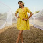 Lime Green Cottony flary dress