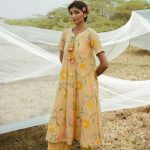Beige Floral kurta Set