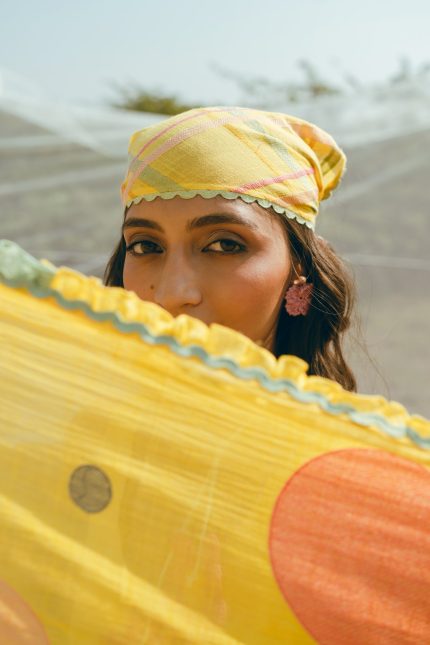 Yellow Polka dotted dupatta