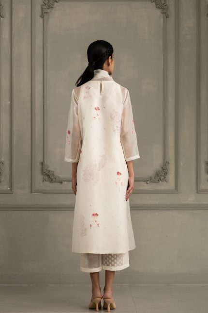 Ivory Applique Jacket Dress with pants