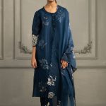 Dark Blue Embroidered Suit Set