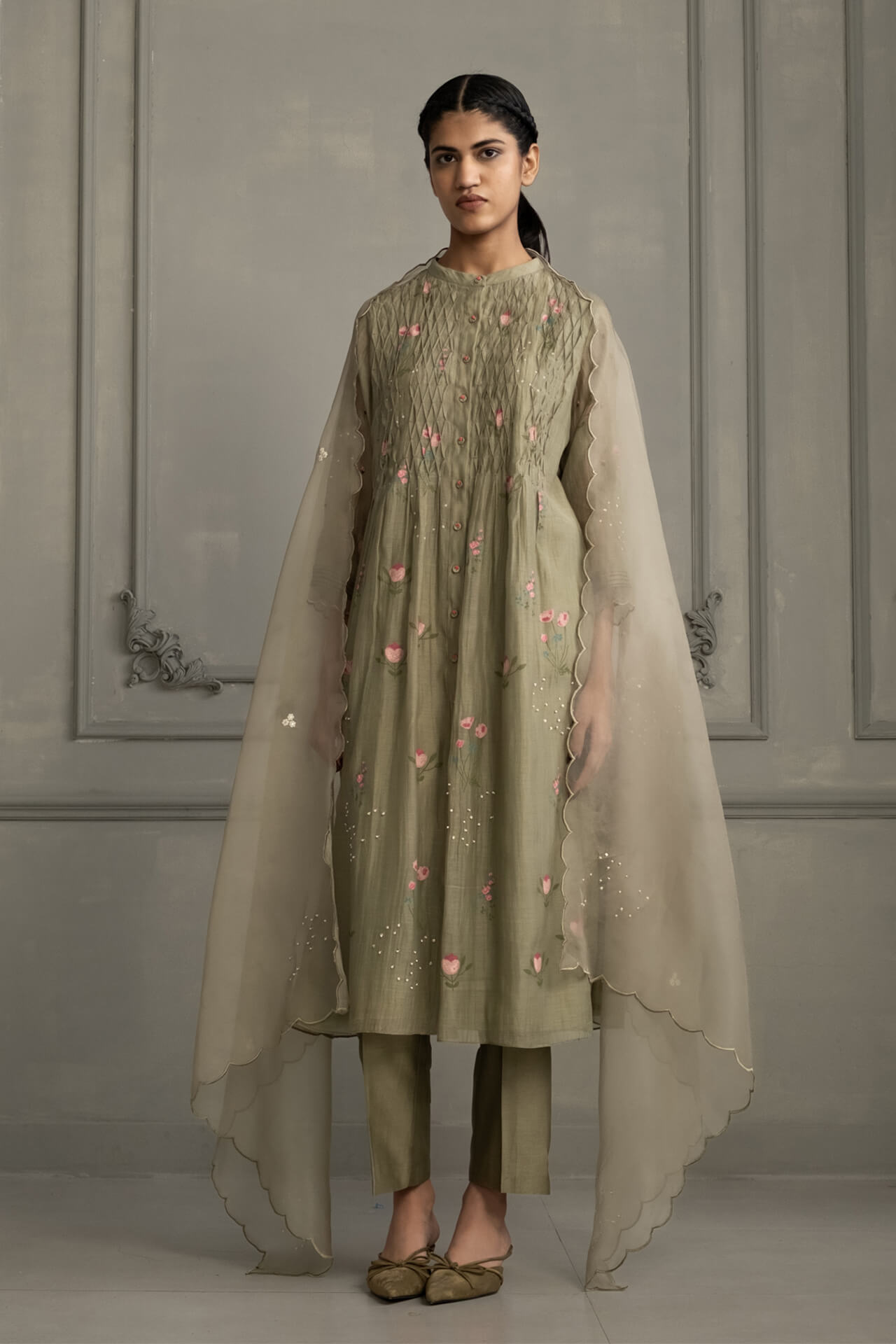 BWS00203-TP6_01 Sage Green Smocking Suit Set - Image 1