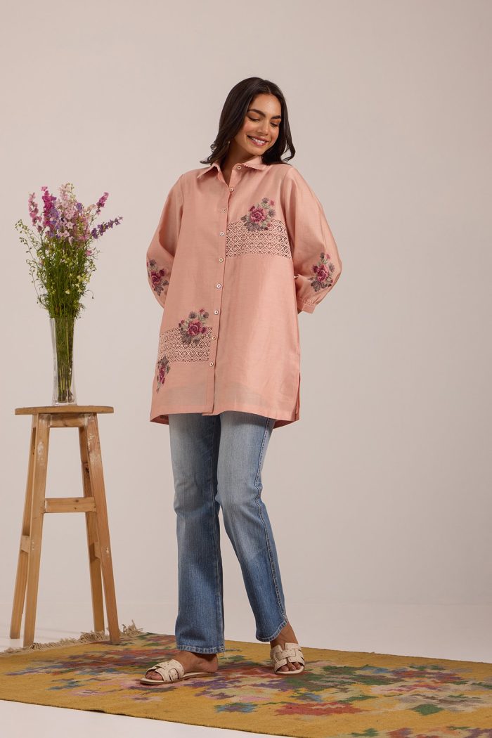 Pink Floral Shirt Set