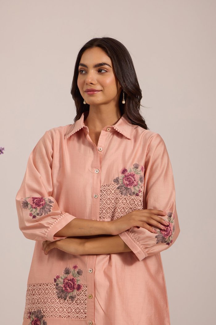 Pink Floral Shirt Set