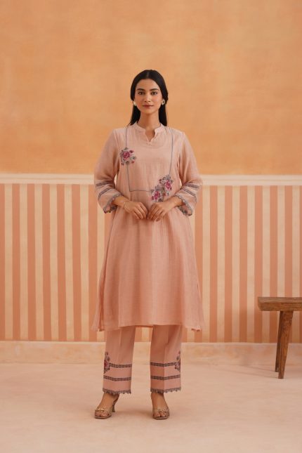 pink-tunic-set-with-cross-stitch-floral-embroidery