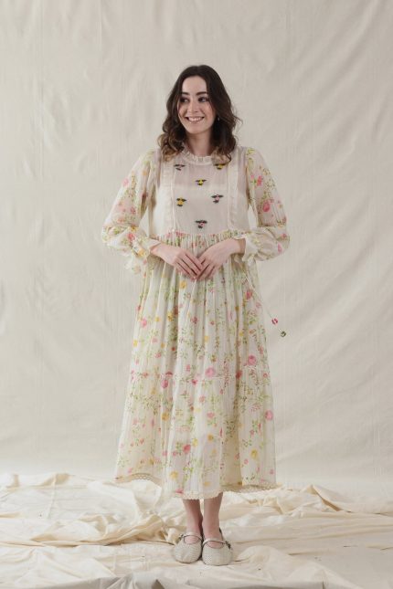 HAND WOVEN COTTON SILK DRESS