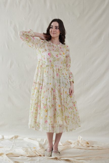 HAND WOVEN COTTON SILK DRESS