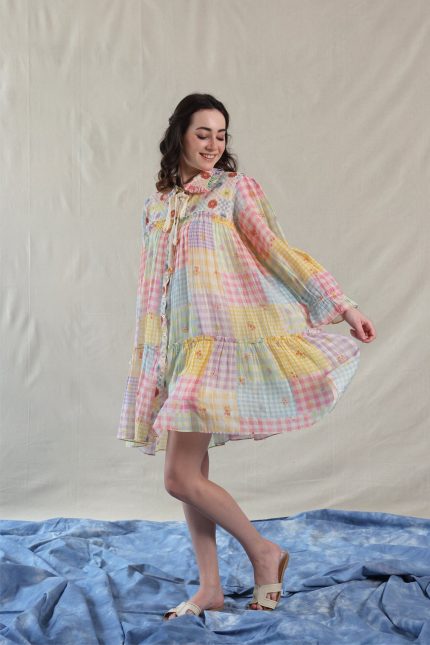 HAND WOVEN COTTON SILK DRESS