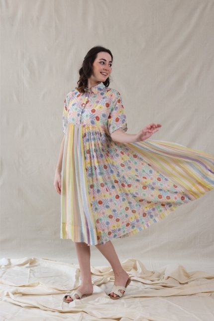 HAND WOVEN COTTON SILK DRESS