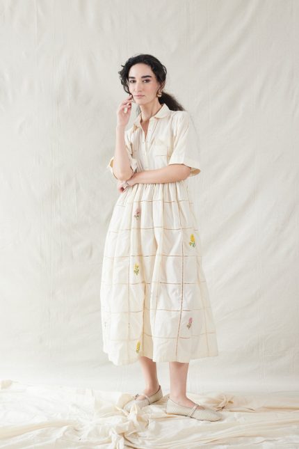 HAND WOVEN COTTON SILK DRESS