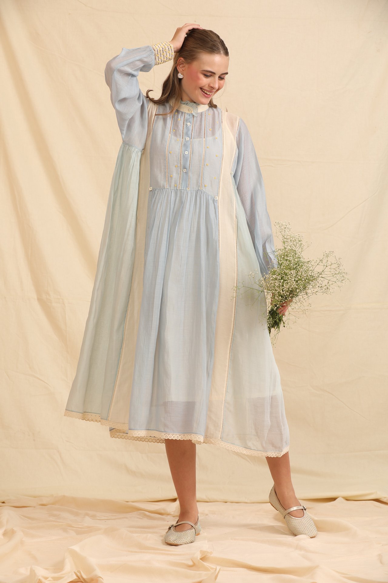 HAND WOVEN COTTON SILK DRESS