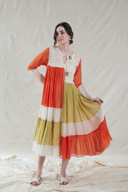 HAND WOVEN COTTON SILK DRESS