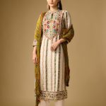 IVORY RESHAM EMBROIDERY KURTA SET