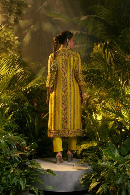 MUSTARD RESHAM EMBROIDERY KURTA SET