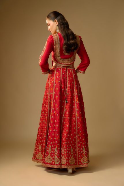 RED PATOLA PRINT SKIRT SET