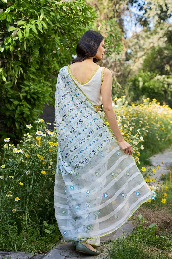 Hidden Orchard Ivory Saree