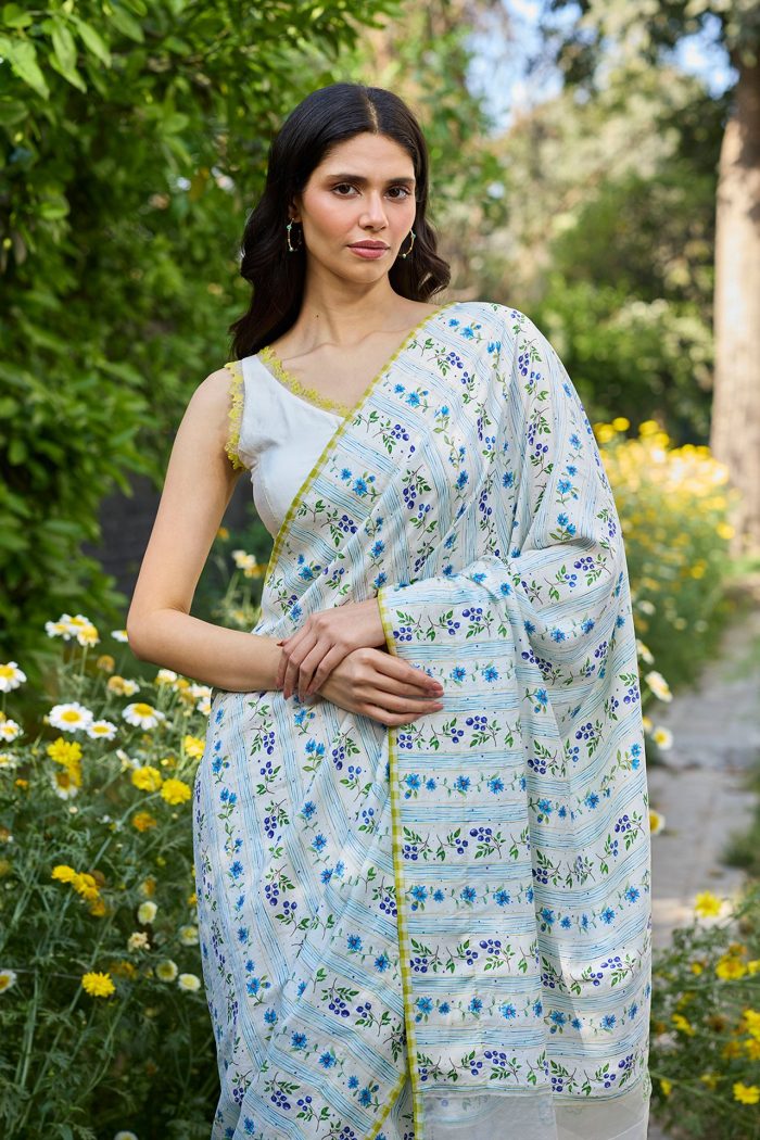 Hidden Orchard Ivory Saree