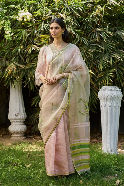 Blush & Berry Pink Jamdani Saree