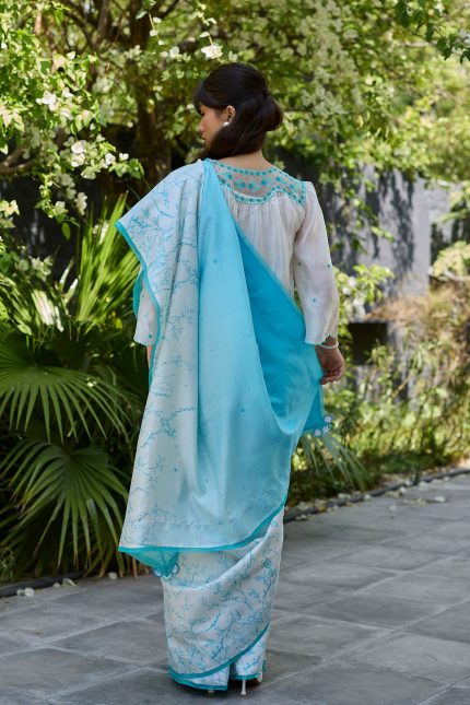 Once-Upon-a-Garden Blue Saree
