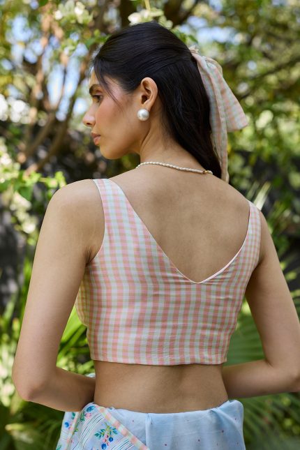 Windowpane Pink Checkered Blouse
