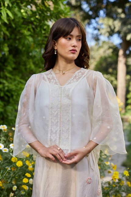 Wander Trail Ivory Embroidered Blouse