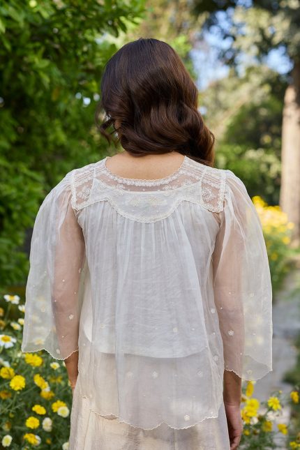 Wander Trail Ivory Embroidered Blouse